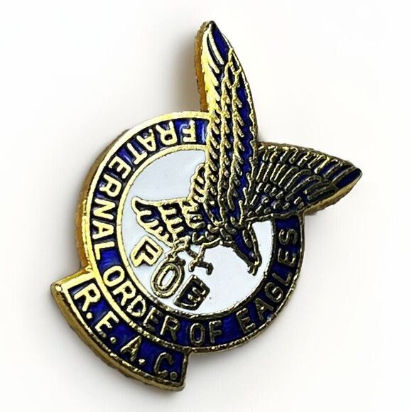 VTG Collectible Pin- FOE Fraternal Order of Eagles REAC Gold Tone Enamel Pin - Picture 4 of 6